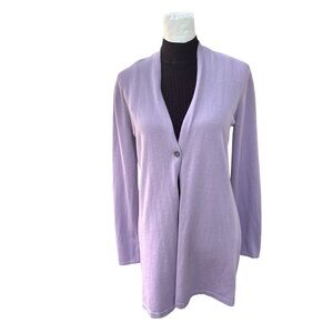 J. Jill Womens Purple Wool Blend Single Button Long Cardigan Sweater Size S